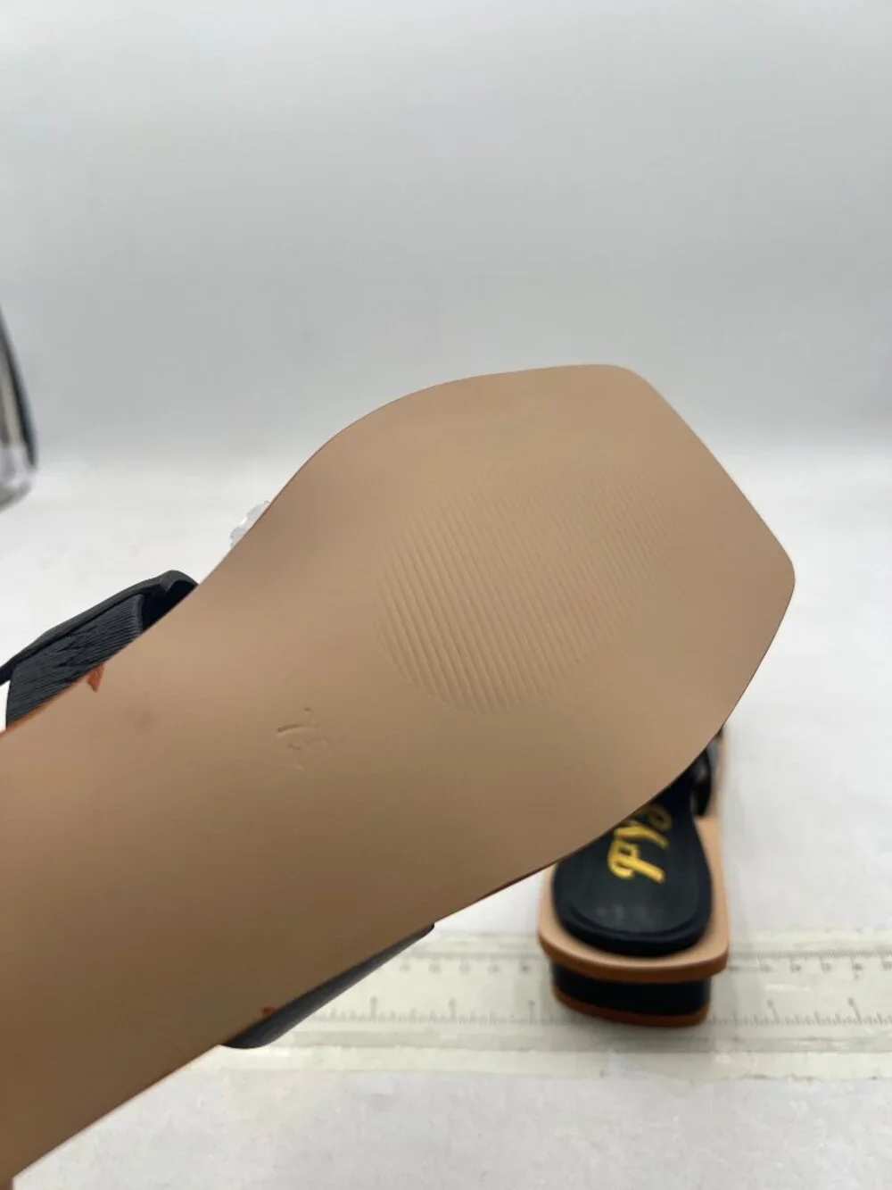 FYS Black Square Open Toe  Sandals Two Strap Slip On Outdoor Slippers Beach Shoe